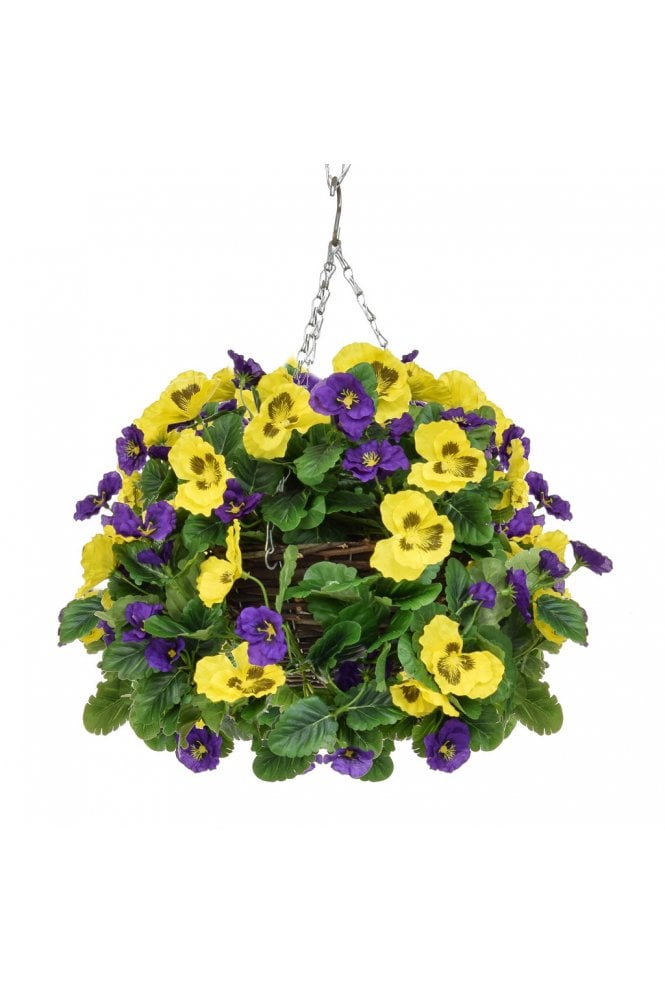 Artificial 30cm Blue and Yellow Hanging Basket Ball (OTHER COLOURS AVAILABLE)