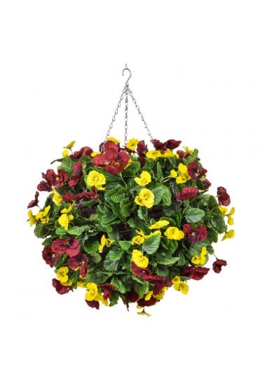 Artificial 60cm Red and Yellow Hanging Basket