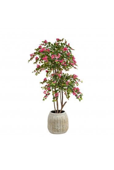 Artificial Bougainvillea Pink in Bamboo Pot 
