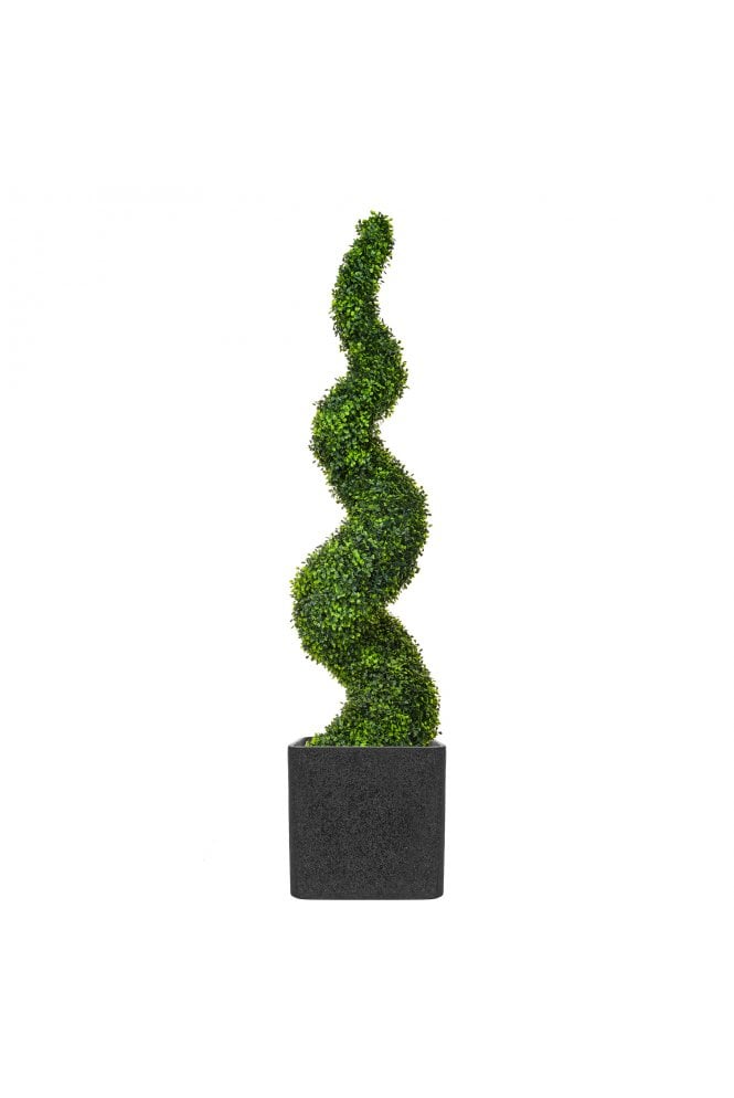 Artificial Boxwood Spiral Potted in Granite Base 1.7m Tall