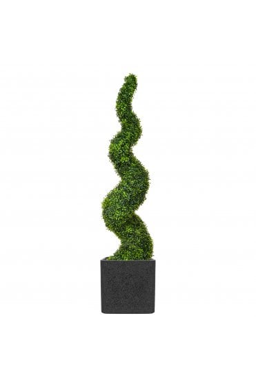 Artificial Boxwood Spiral in Square Granite Effect Base UV 170cm
