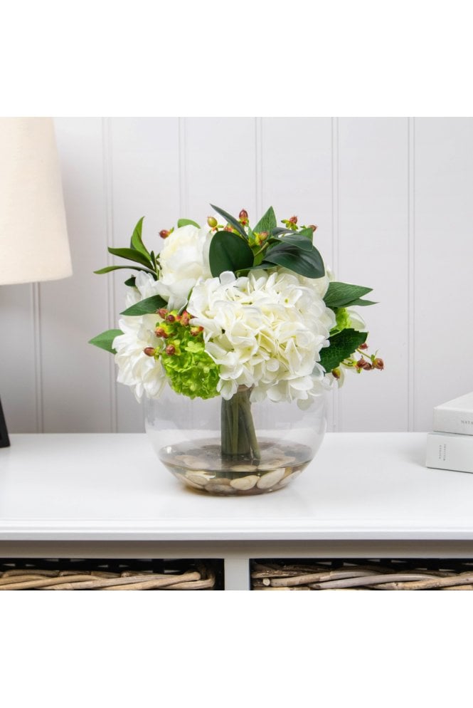 Artificial Hydrangea and Peony in vase