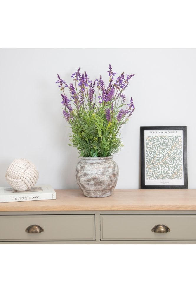 Artificial Lavender Grass mix in Rustic pot