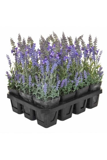 Artificial Lavender Potted Plants -  Tray of 12