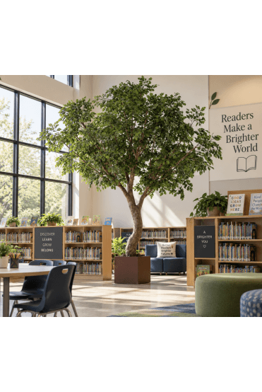Artificial Oak Tree with Curved Stem