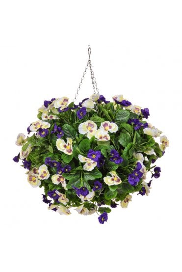 Artificial Pansy Hanging Basket Ball Large 65cm