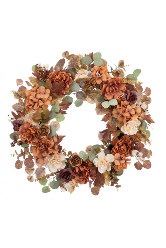 Artificial Autumnal Wreath Mixed Oak Foliage
