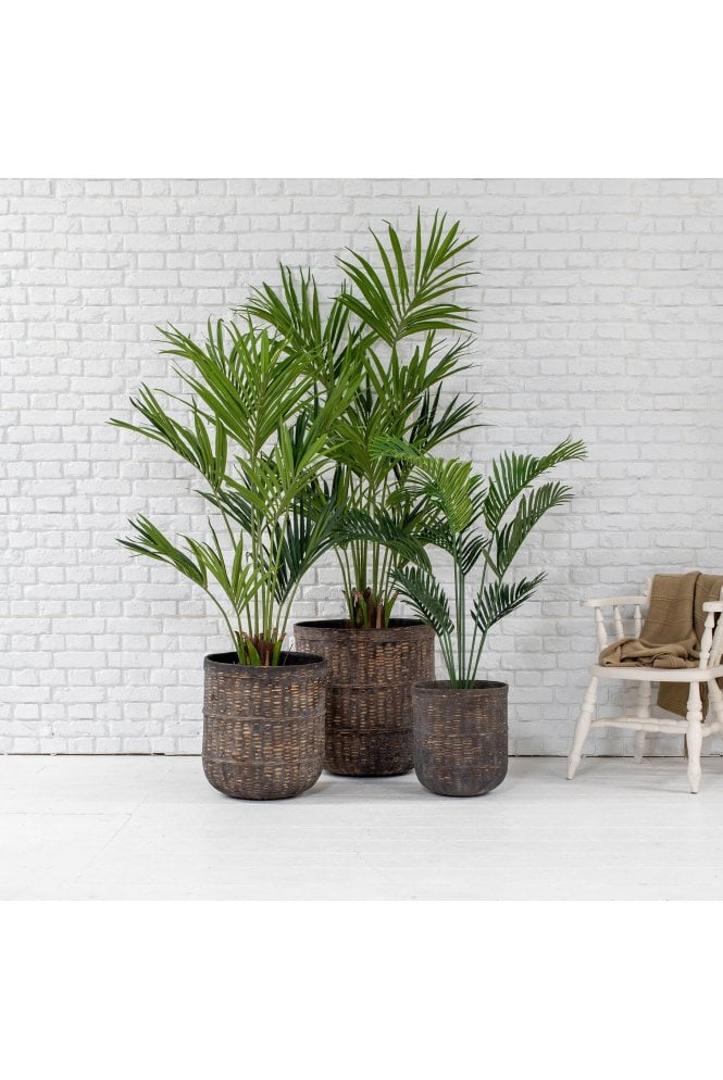 Brown Coated Bamboo Distressed Pot