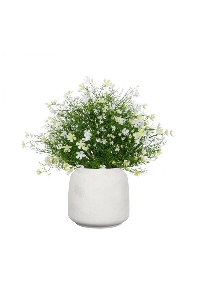 Potted Artificial White Baby's Breath Display - UV Resistant