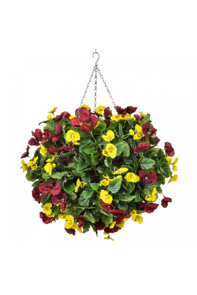 Artificial 60cm Red and Yellow Hanging Basket