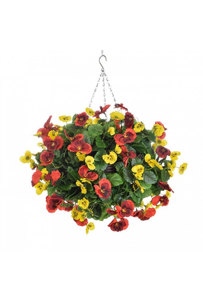 Artificial 250cm Red and Yellow Hanging Basket Ball (OTHER COLOURS AVAILABLE)