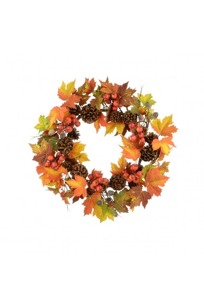 Artificial Autumnal Foliage Wreath 60cm