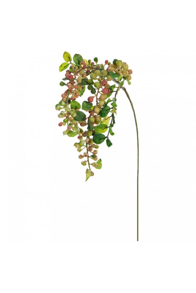 Artificial Hanging Berry Foliage - Pink Green