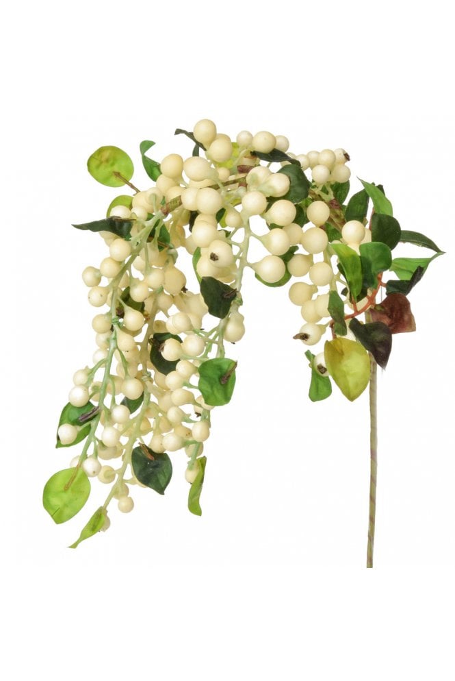 Artificial Hanging Berry Foliage - White