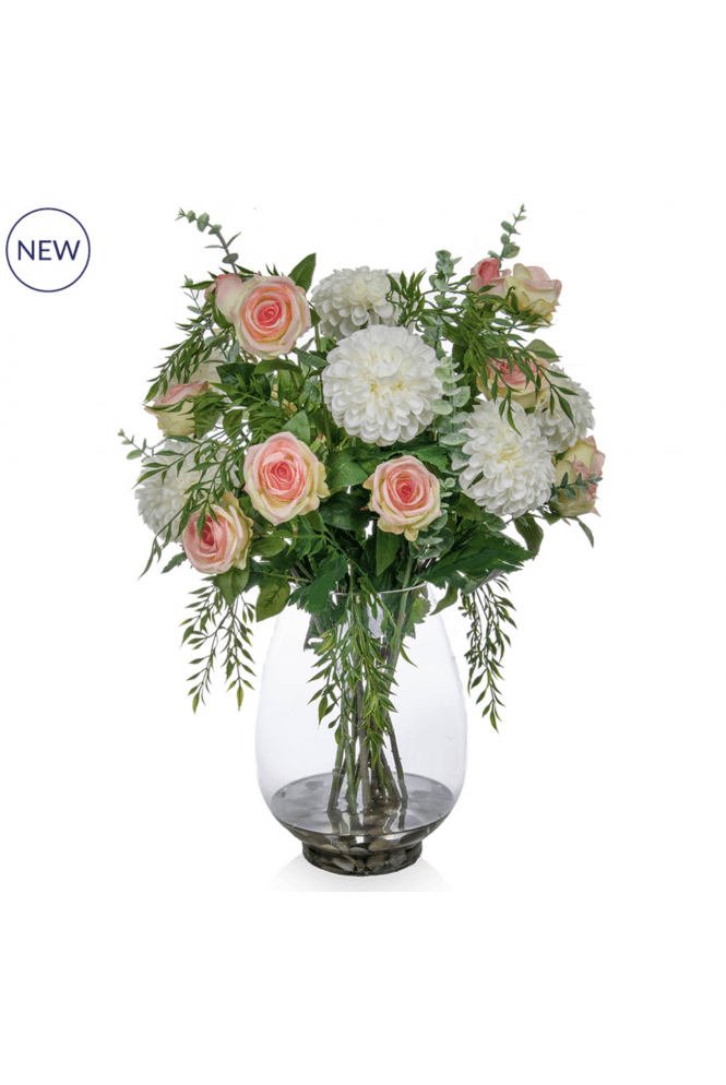Artificial Chrysanthemum and Roses in vase 