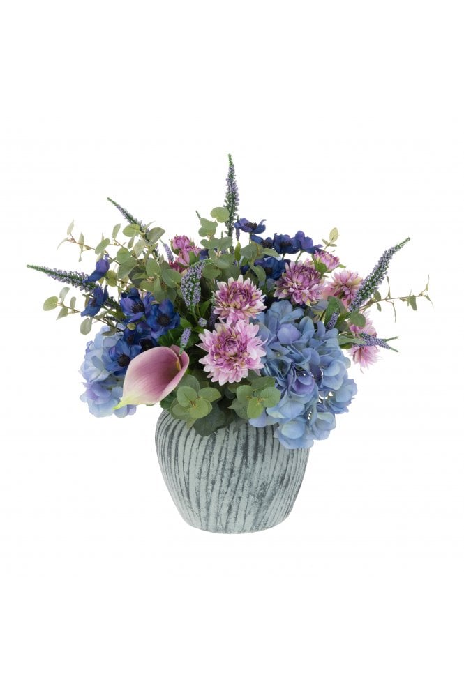 Artificial Floral Arrangement in Stone Effect Vase