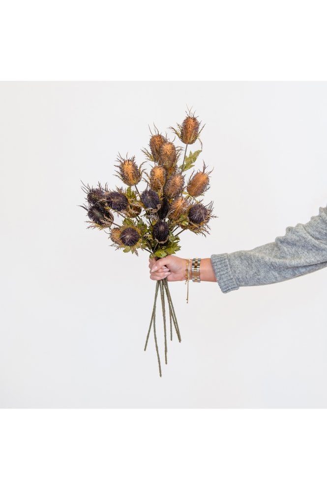 Artificial Thistle Stem 68cm Brown