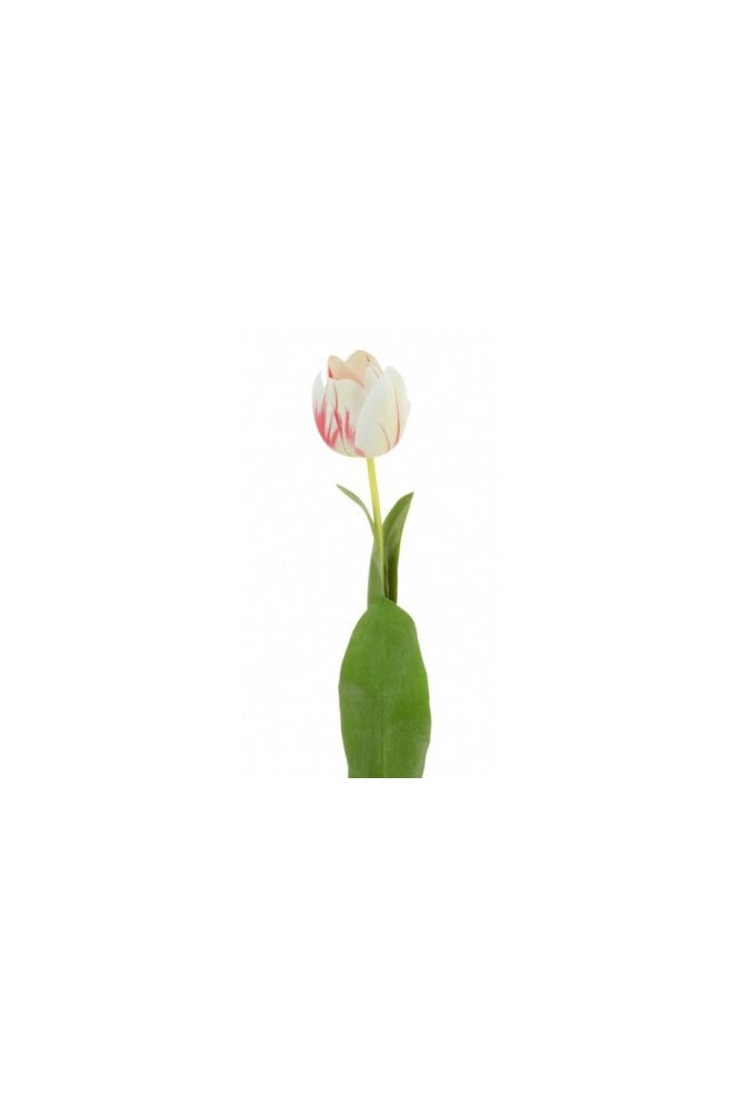  Artificial Tulip White with Red - Pack of 3