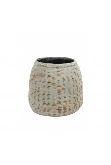 White Coated Bamboo Distressed Pot